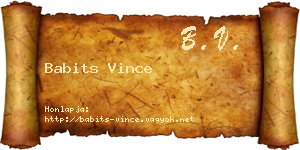 Babits Vince névjegykártya